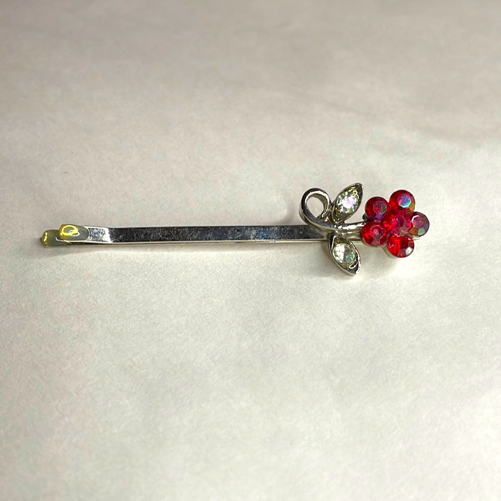 Vintage Red Flower Hair Pin